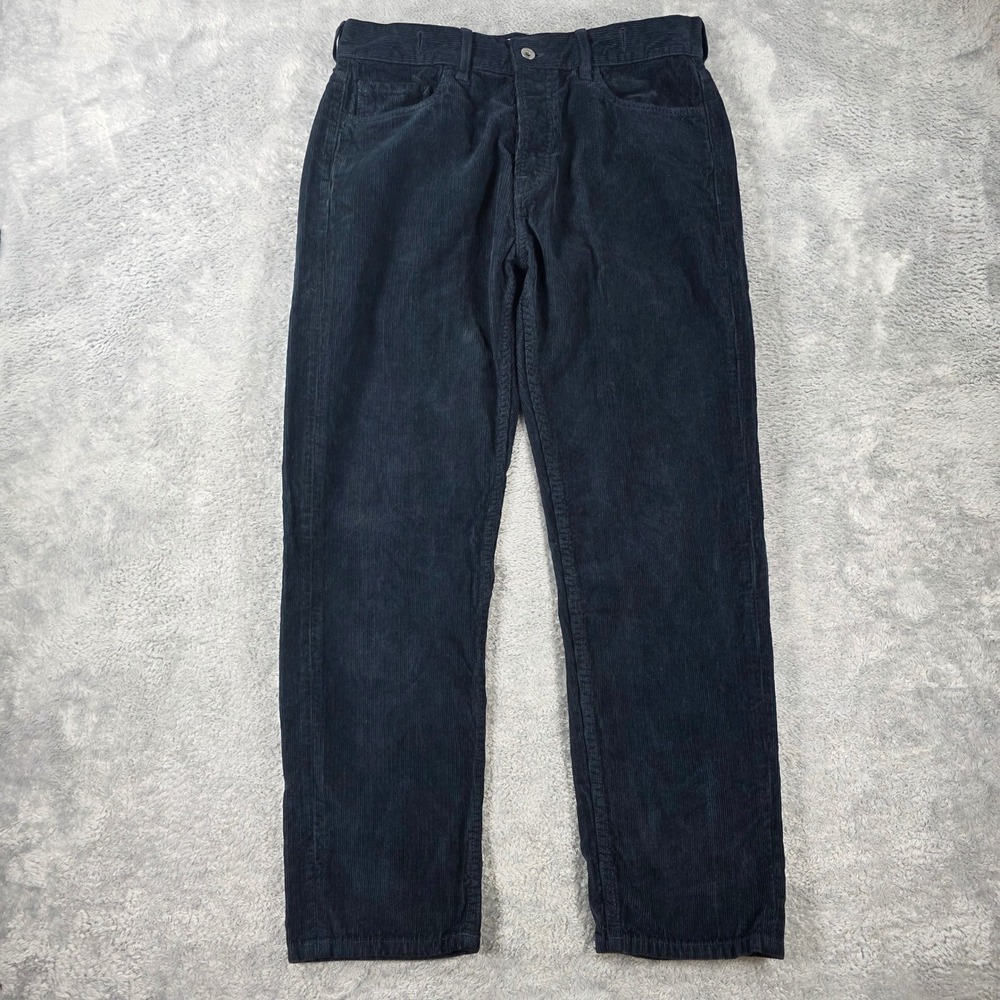 YMC You Must Create Tearaway Corduroy Jeans Straight Leg Pants Navy Blue 32 Mens